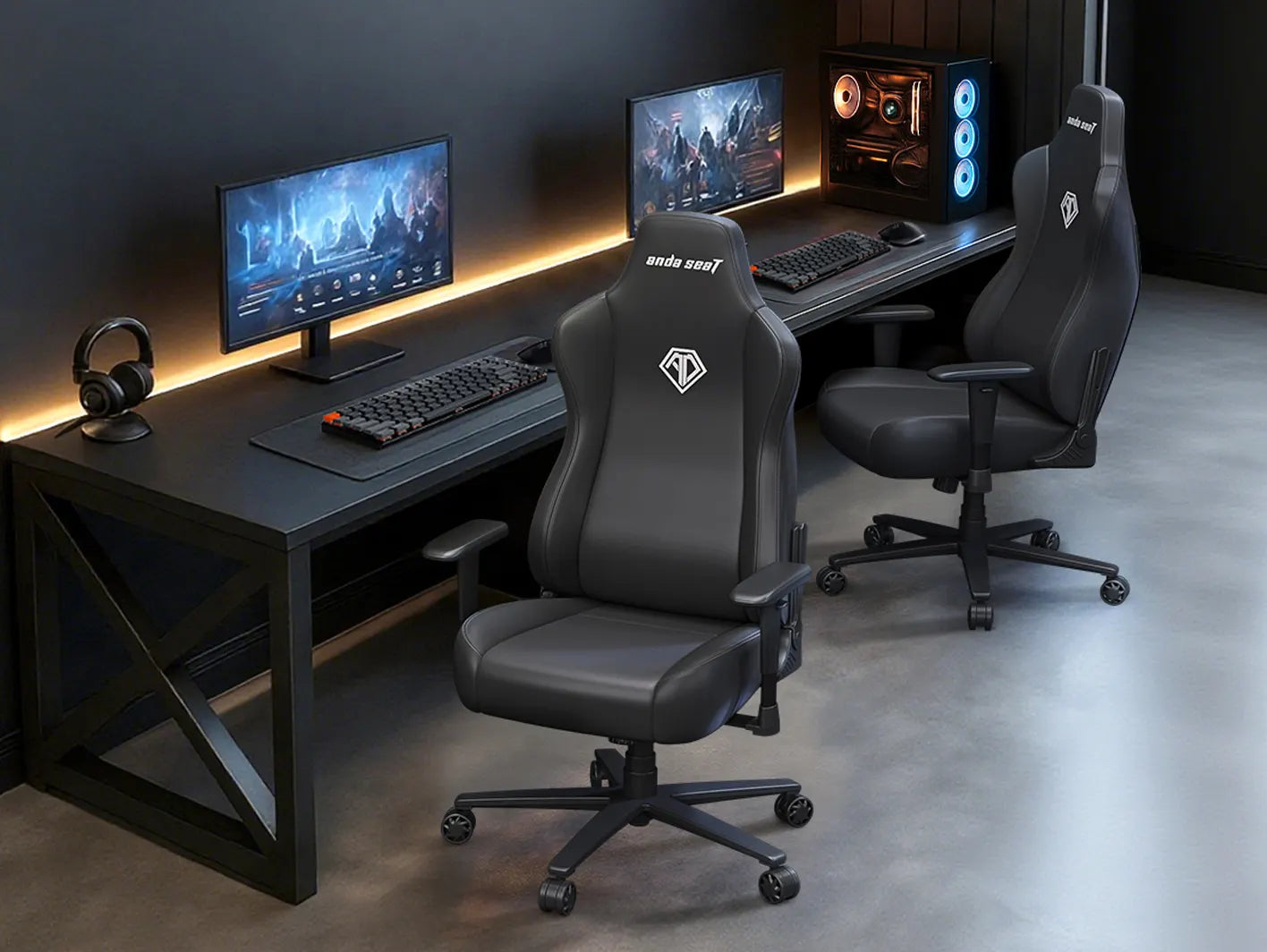 multi-player gaming room with budget-friendly ergonomic video computer gaming chairs