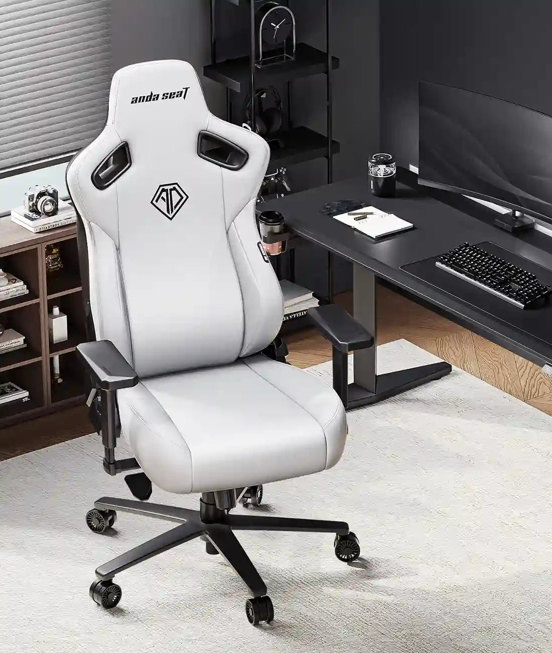 andaseat kaiser 3e white leatherette computer chair for modern gaming room