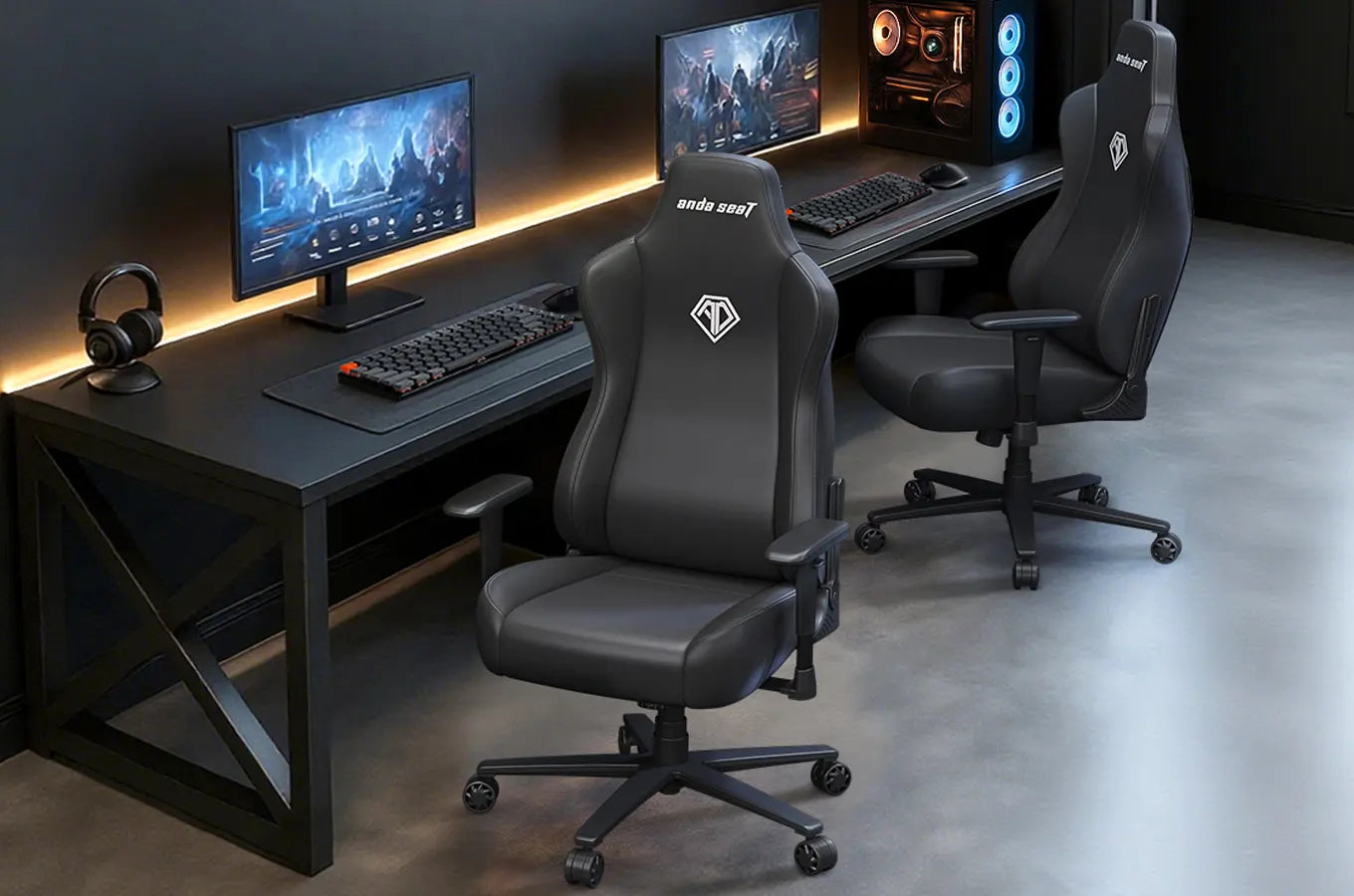 multi-player gaming room with budget-friendly ergonomic video computer gaming chairs
